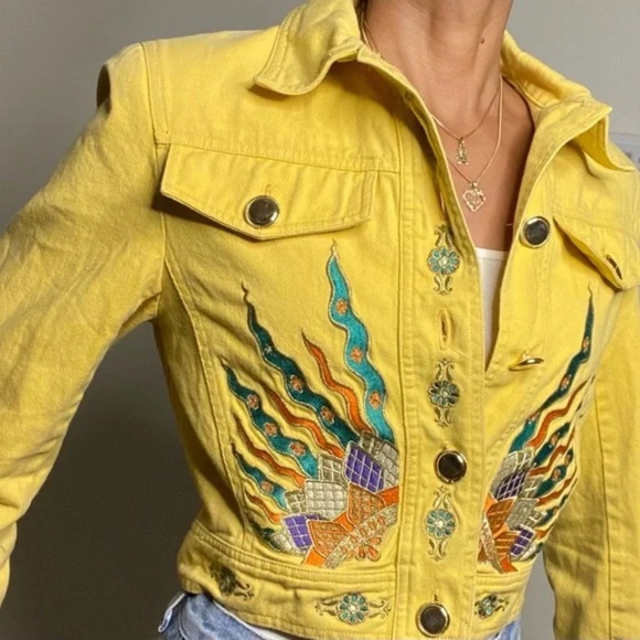 Vintage Jackets & Blazers - RARE Vintage CL2 Christian Llinares Denim Jacket, Western Southwestern Native
